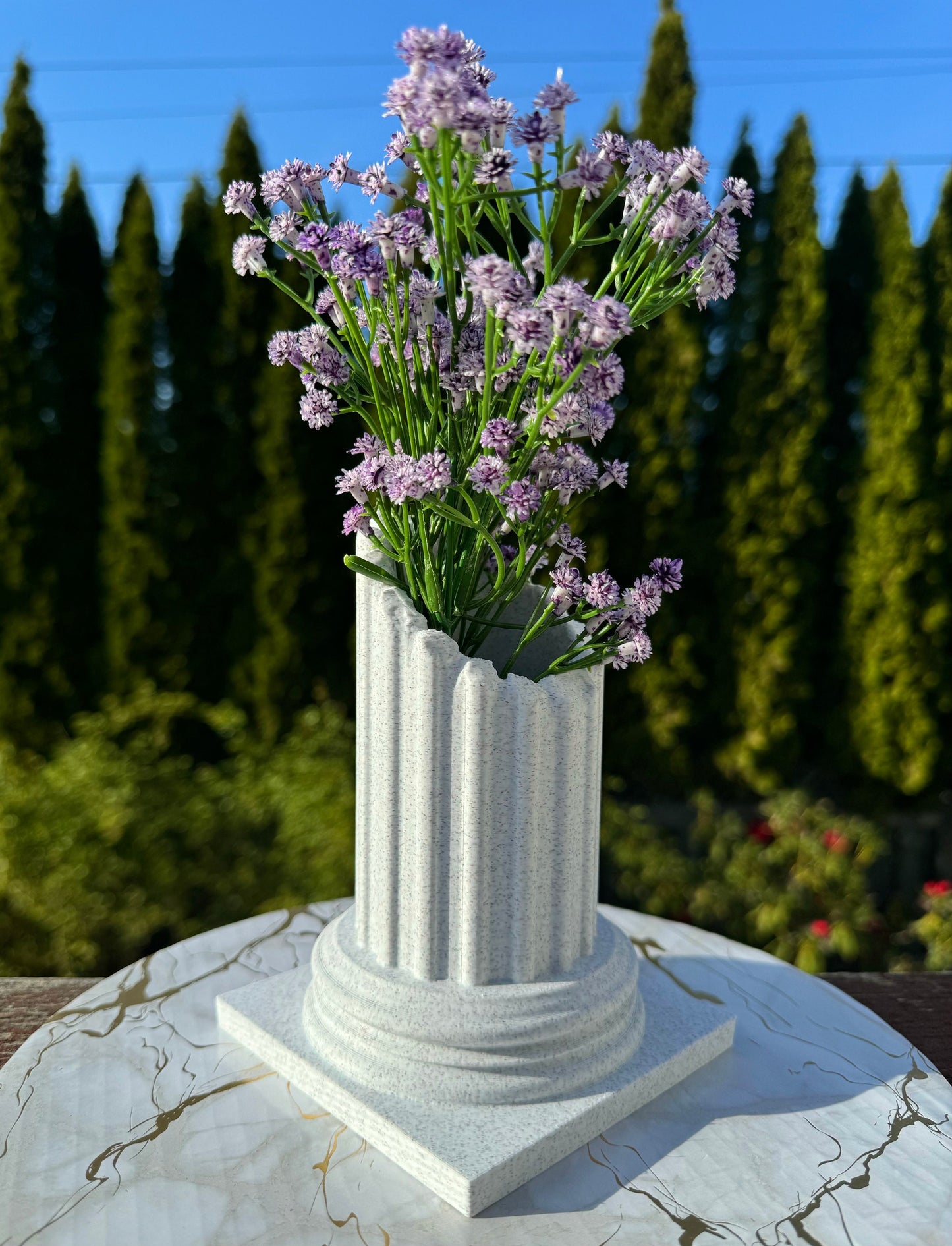 Rustic Stone Vase - Antique Plant Pot, Unique Indoor Pillar Planter for Home Decor & Office, Perfect Housewarming Gift