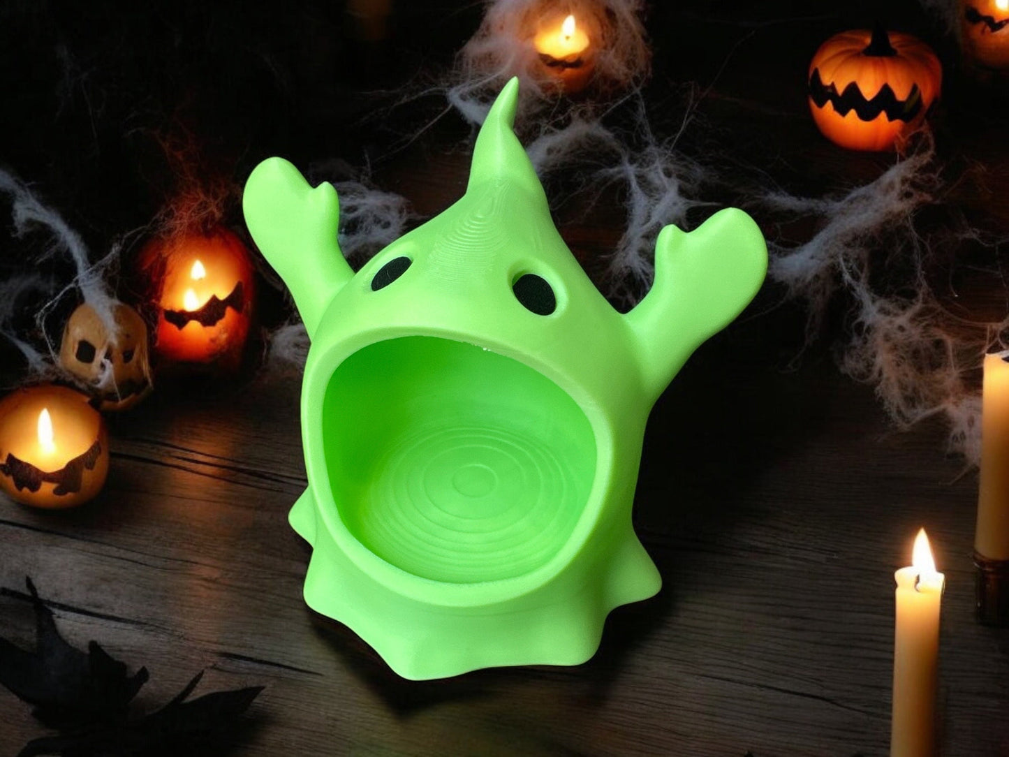 Ghost Bowl Halloween Candy Container, Decorative Spooky Treat Holder, Halloween Party Decor, Trick or Treat Candy Pot