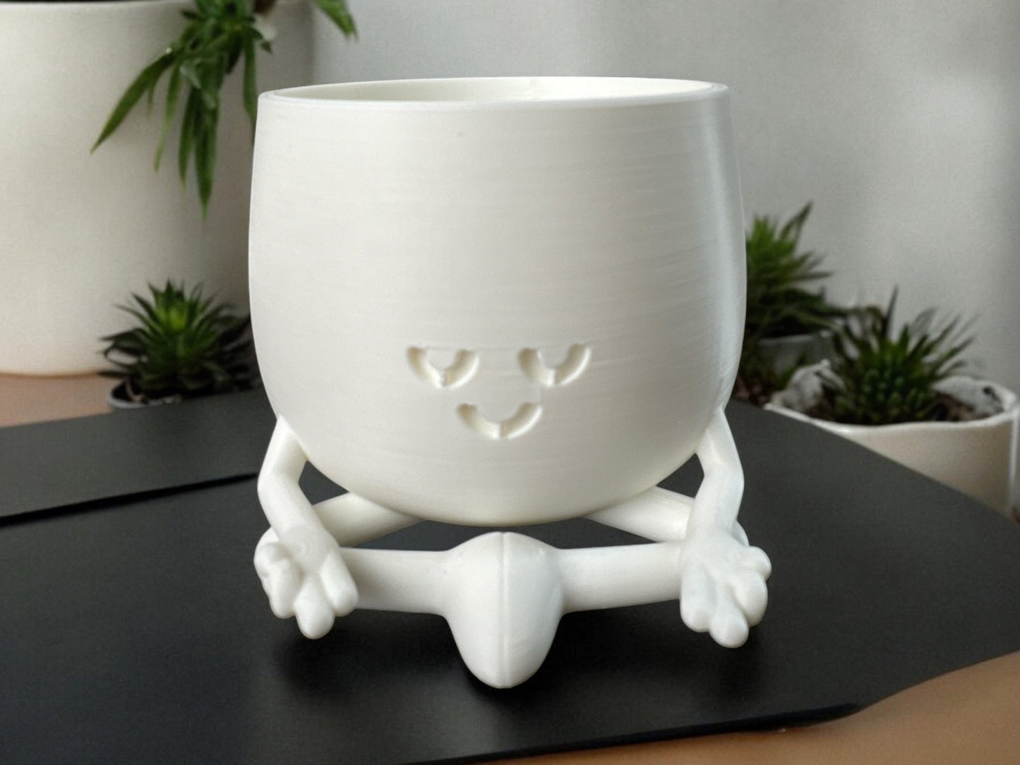 Cute Happy Face Planter, Yoga Pot, Gift for Yoga Lovers, Great Home & Office Decoration, Unique Floral Holder